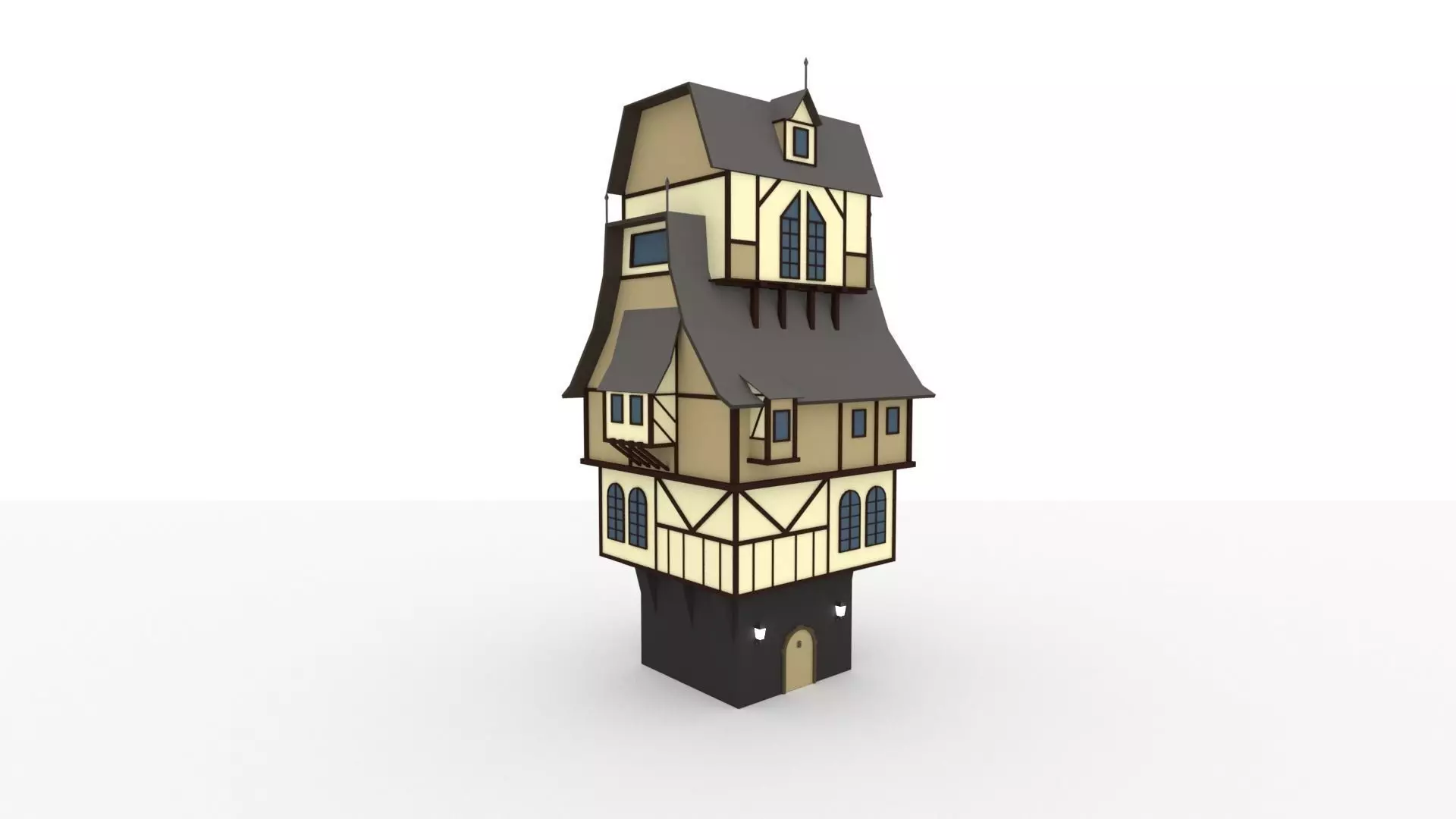 Medieval low poly house Free low-poly 3D model
