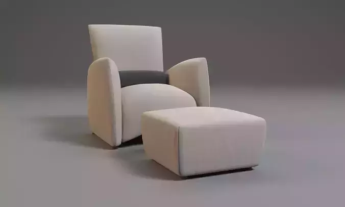 Armchair With Pouf 3D model