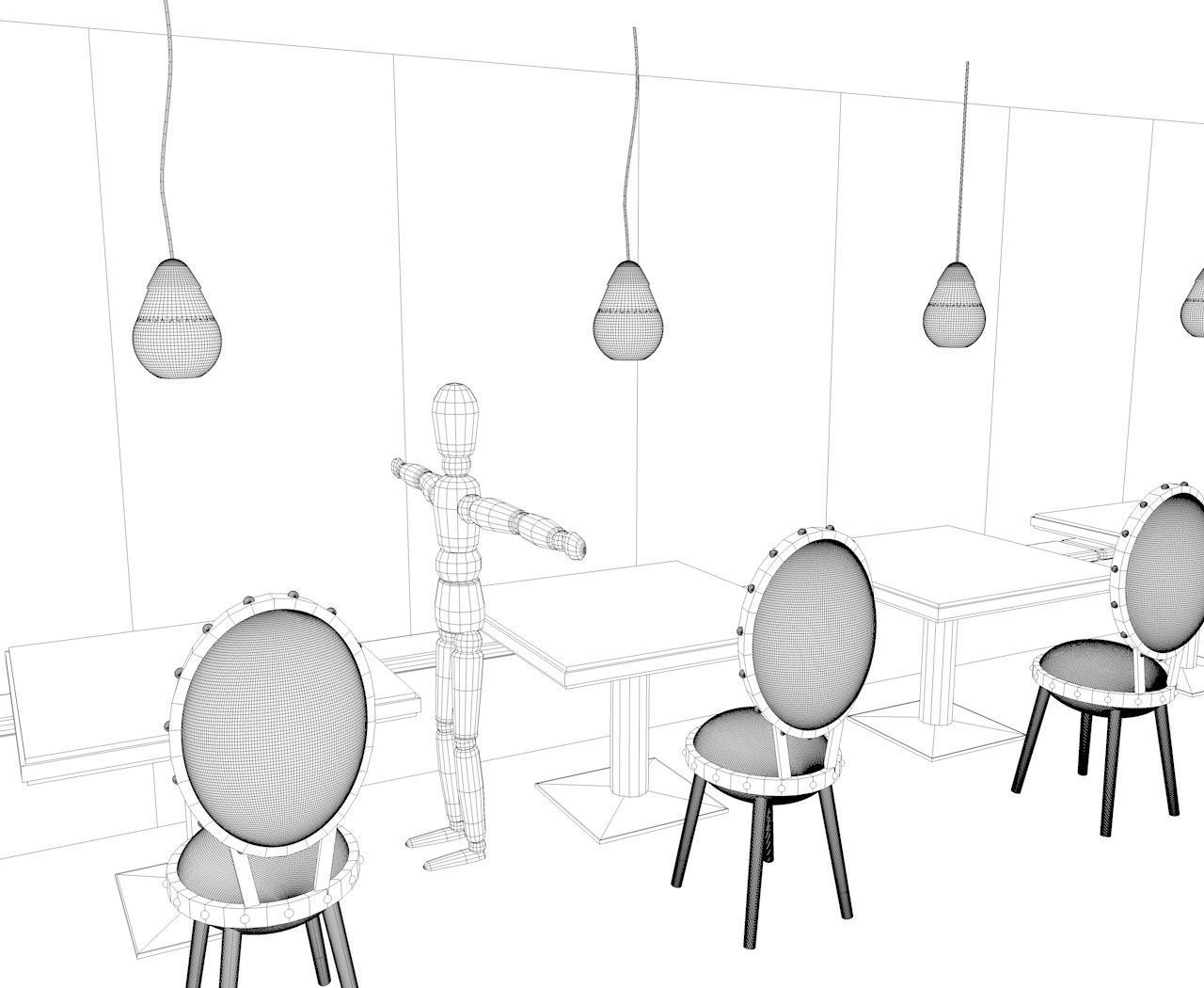 small vintage English tea room with crystal light 3D model_2