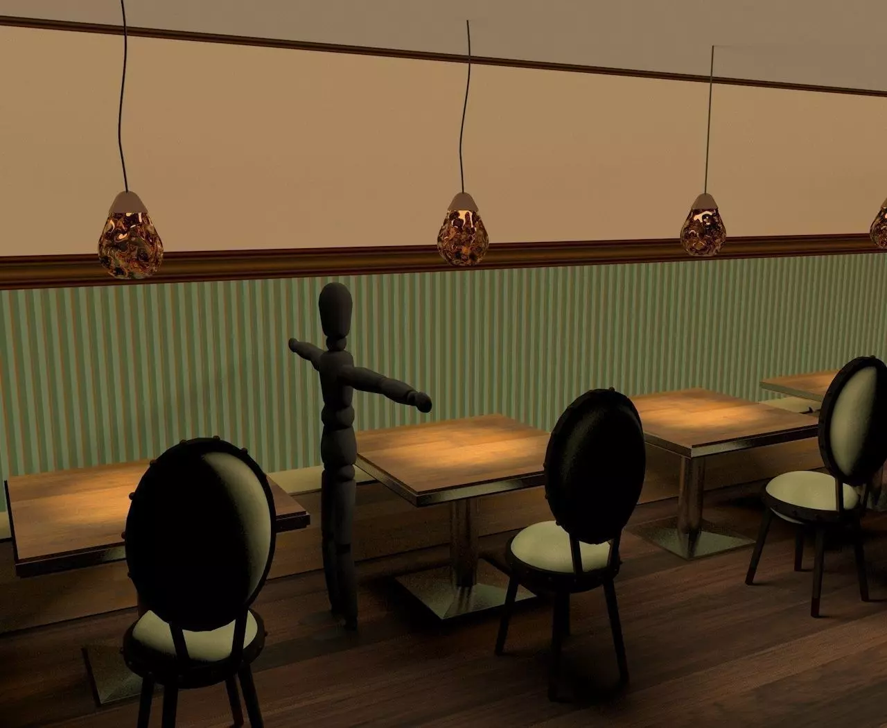 small vintage English tea room with crystal light 3D model_0