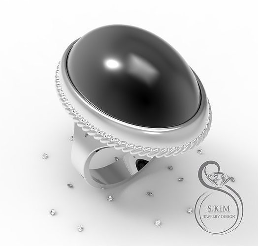 rings with round and oval  cabochon 3D print model