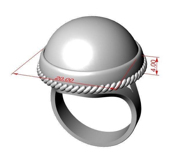 rings with round and oval  cabochon 3D print model_4