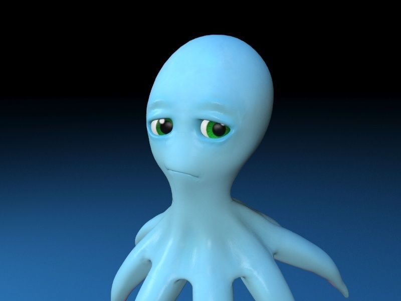 cartoon squid Low-poly 3D model_9