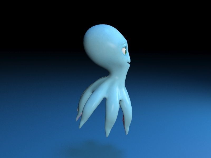 cartoon squid Low-poly 3D model_6
