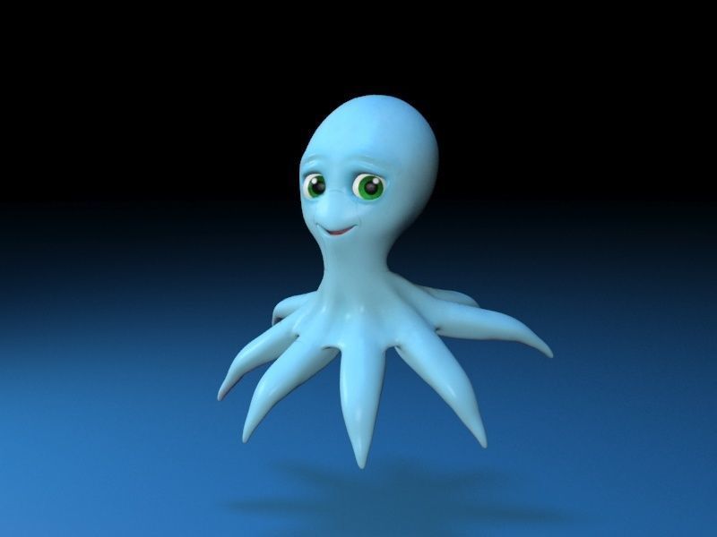 cartoon squid Low-poly 3D model_8