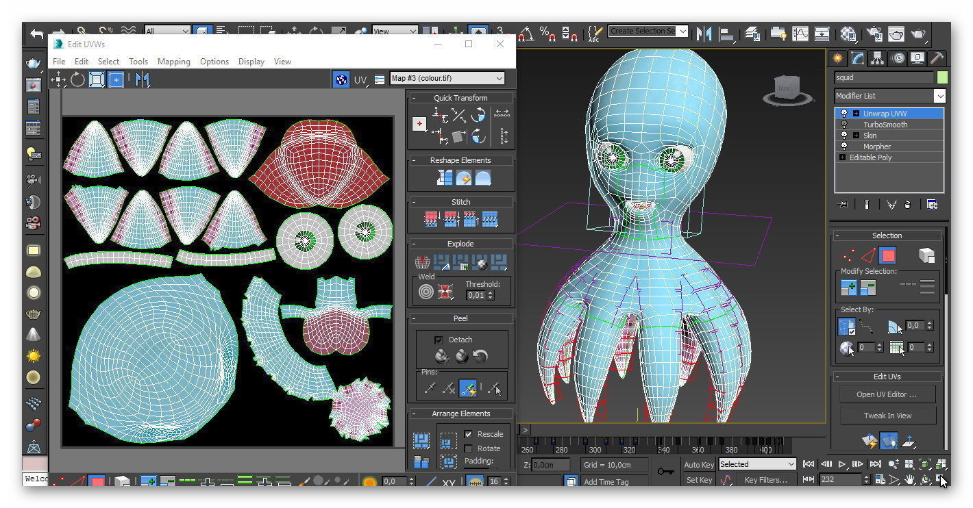 cartoon squid Low-poly 3D model_11