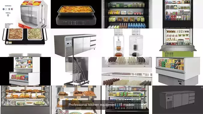Professional kitchen equipment 3D Model Collection