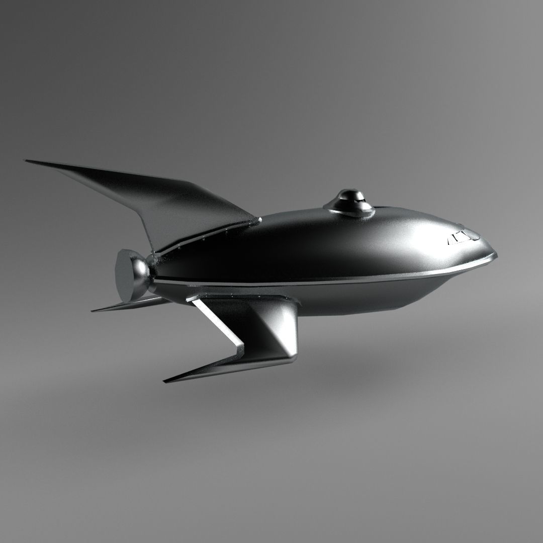 Spaceship Low Poly 3D Model Obj Fbx Max - 3D Low Poly Spacecraft 3D model_1