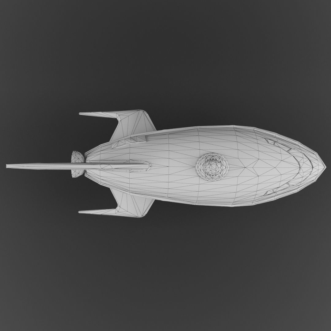 Spaceship Low Poly 3D Model Obj Fbx Max - 3D Low Poly Spacecraft 3D model_4
