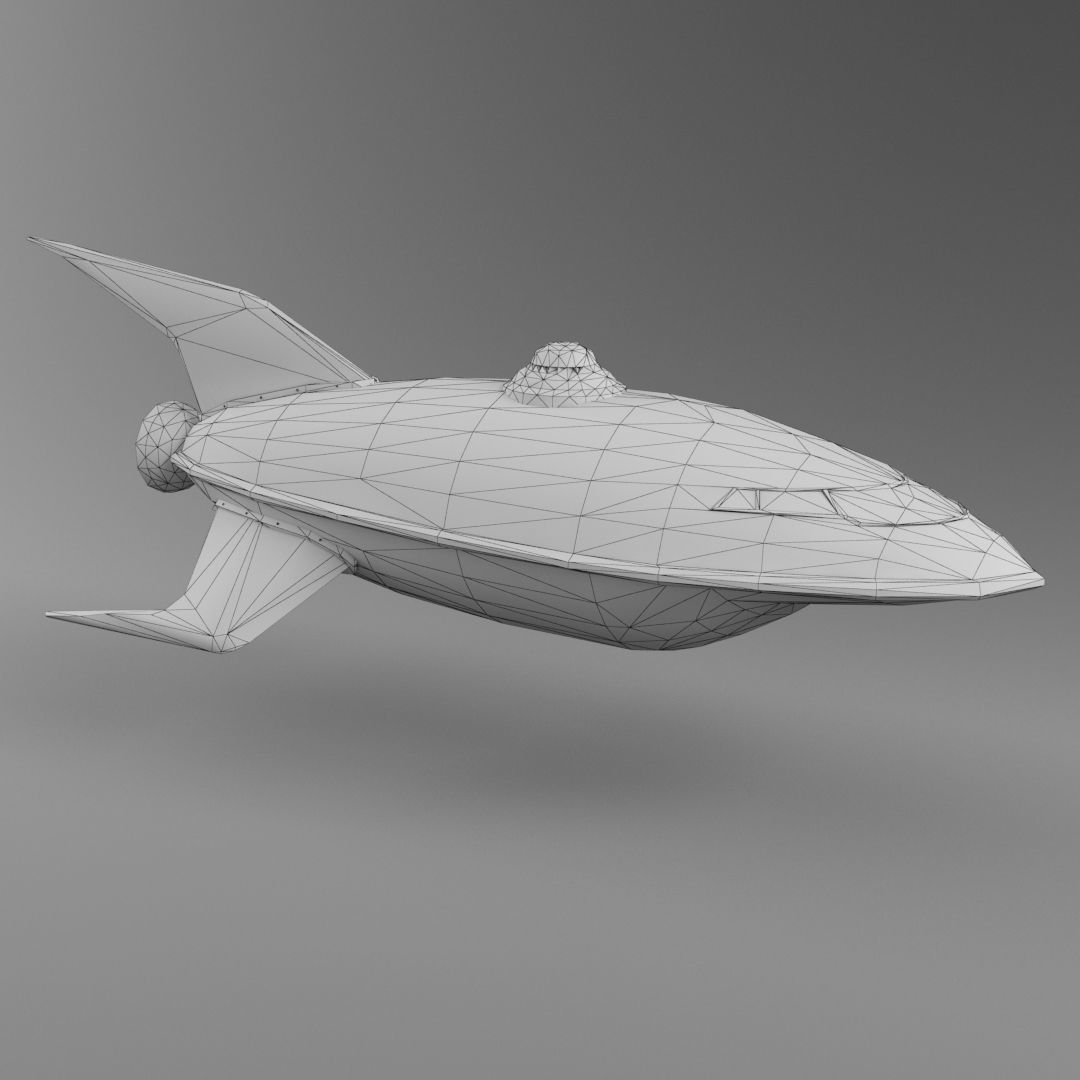 Spaceship Low Poly 3D Model Obj Fbx Max - 3D Low Poly Spacecraft 3D model_3