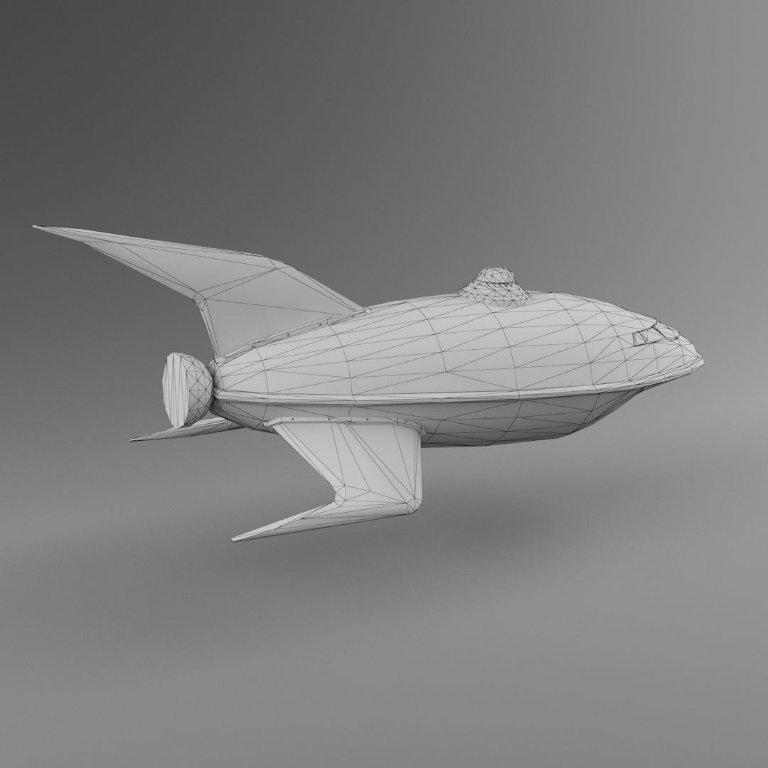 Spaceship Low Poly 3D Model Obj Fbx Max - 3D Low Poly Spacecraft 3D model_2