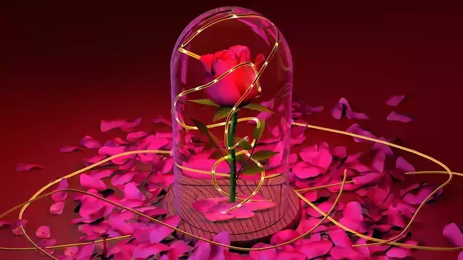 Rose in a flask 3d model 4k