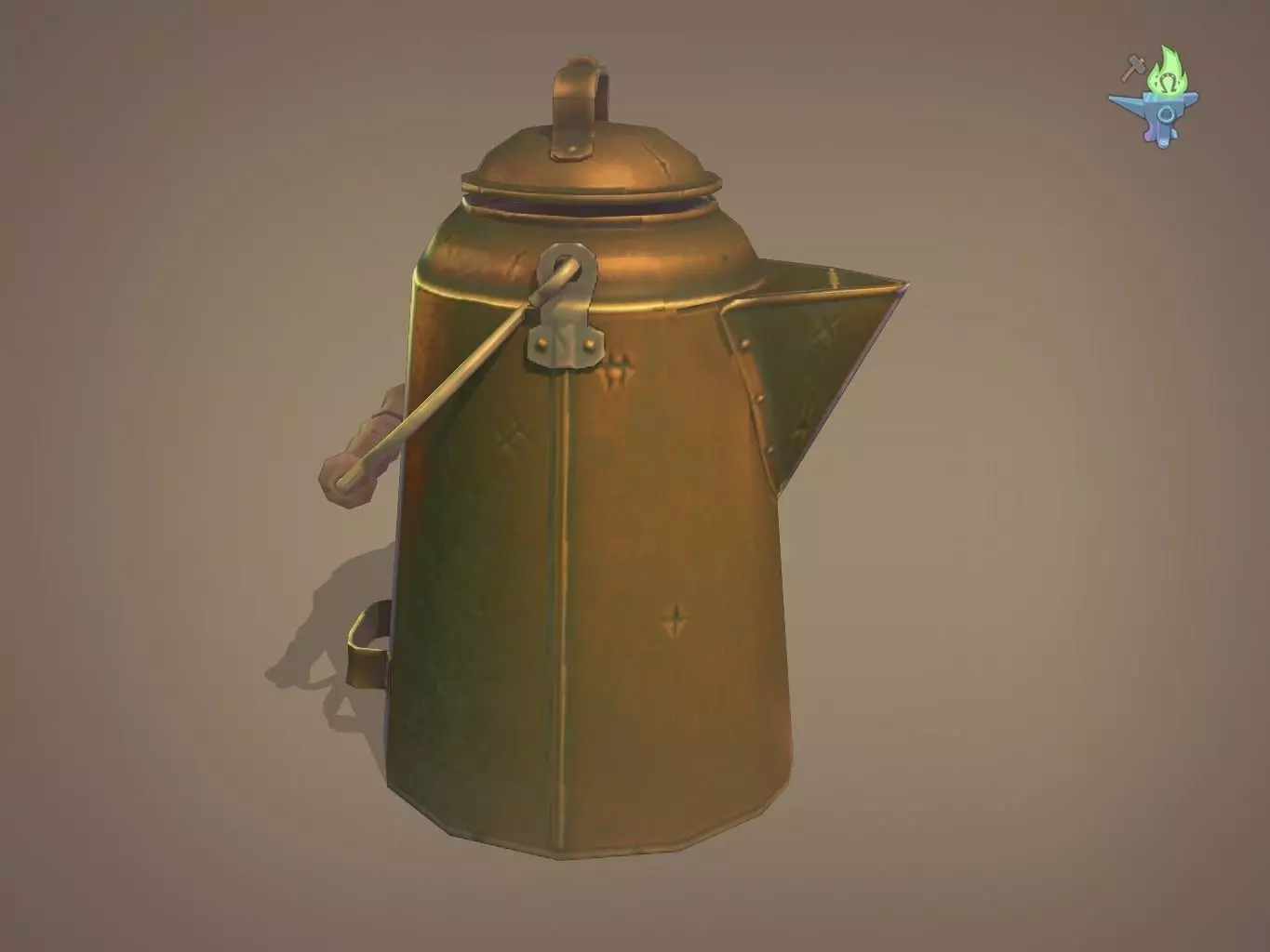 Copper Coffee pot Low-poly 3D model