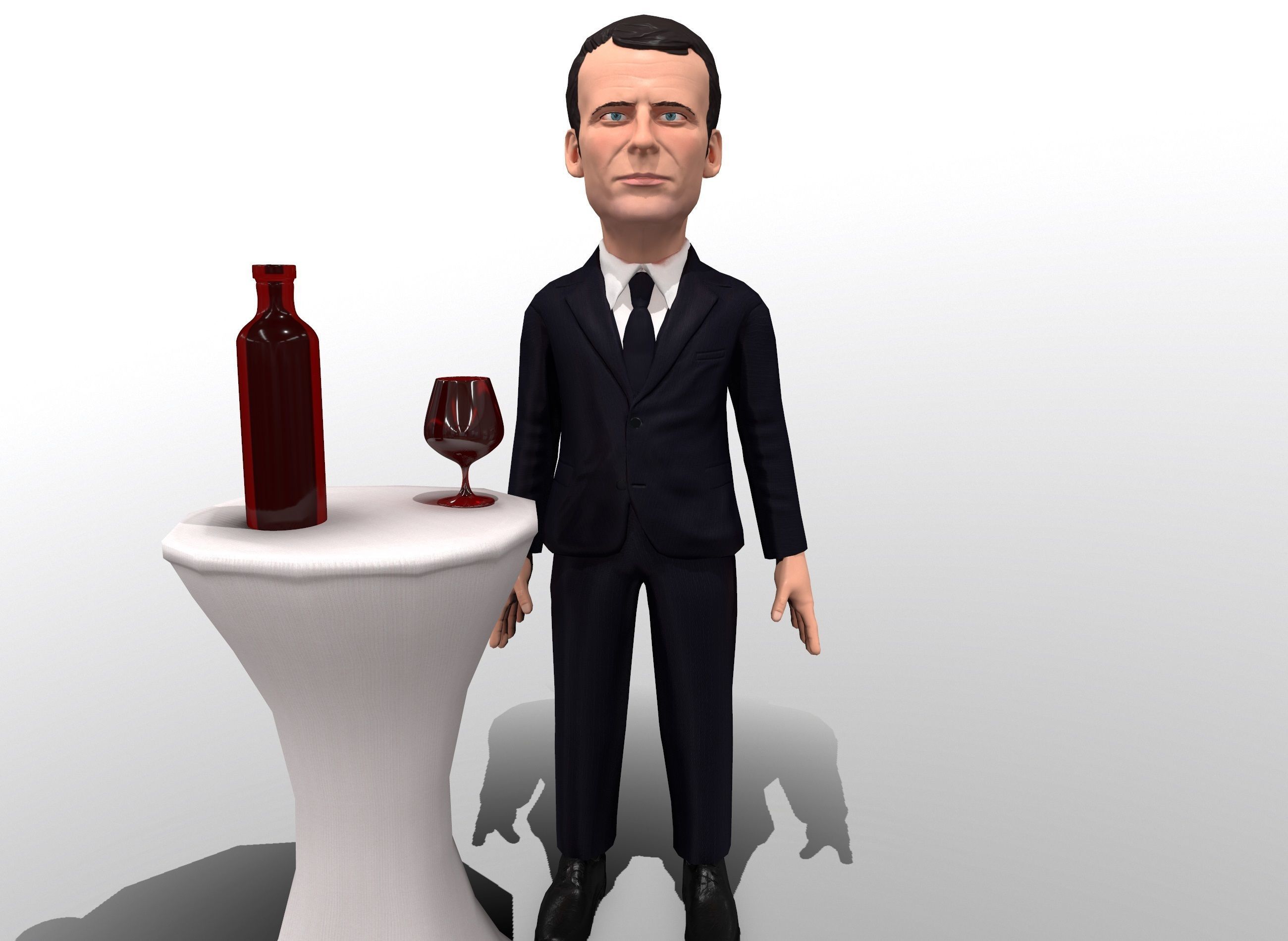 Macron stylized game ready 3D character Low-poly 3D model_3