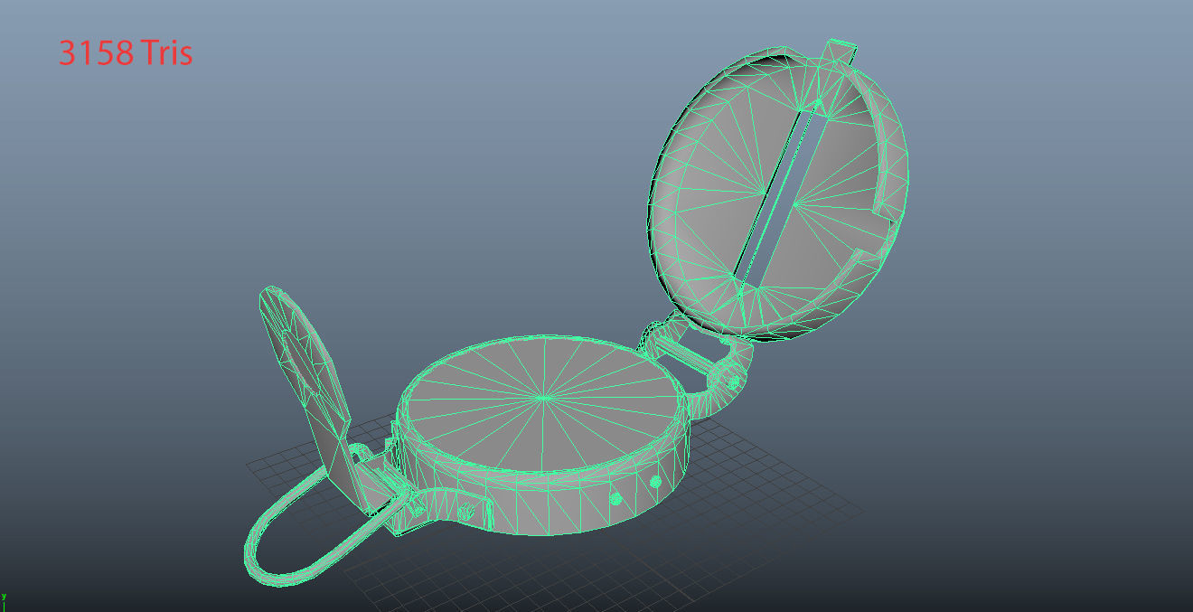 Low Poly Old Metal Compass Low-poly 3D model_3