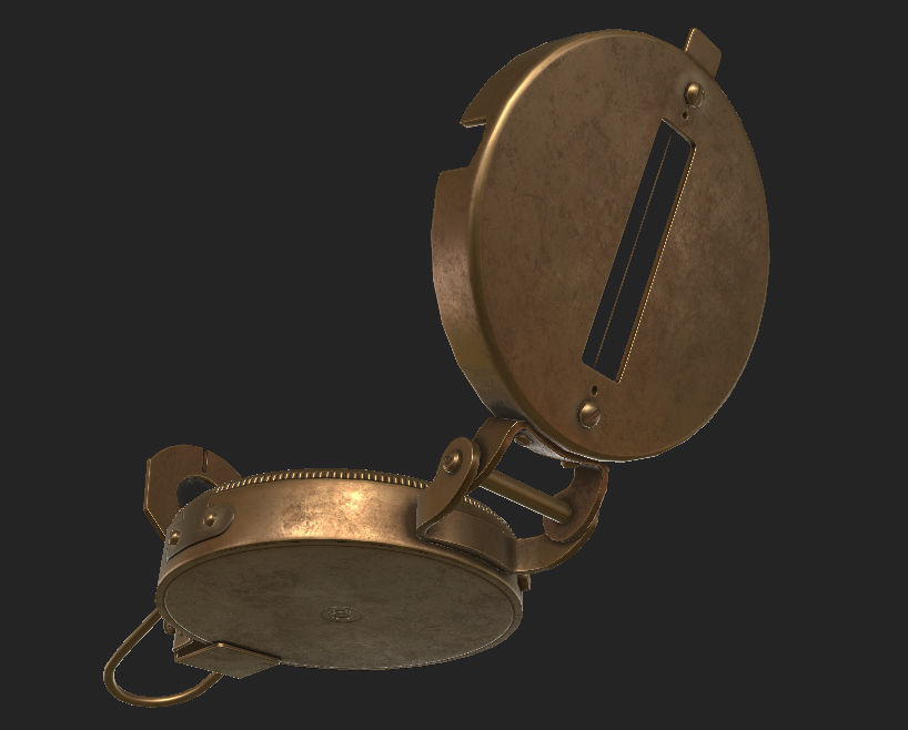 Low Poly Old Metal Compass Low-poly 3D model_2