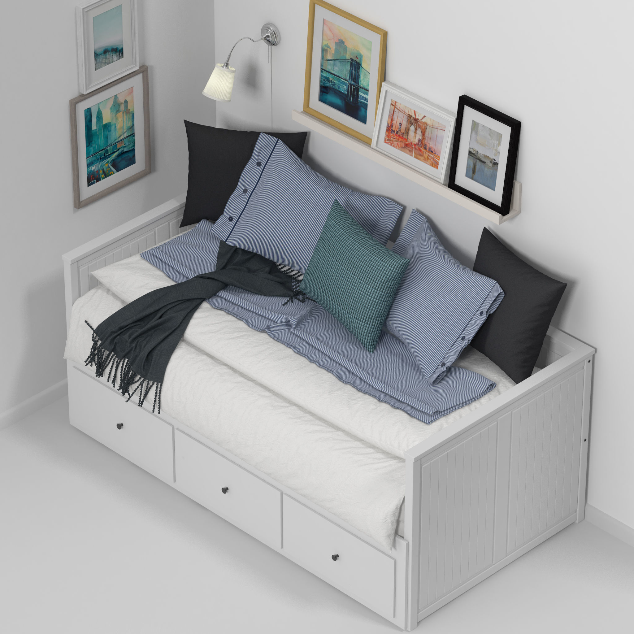 Hemnes Bed 3D model_9