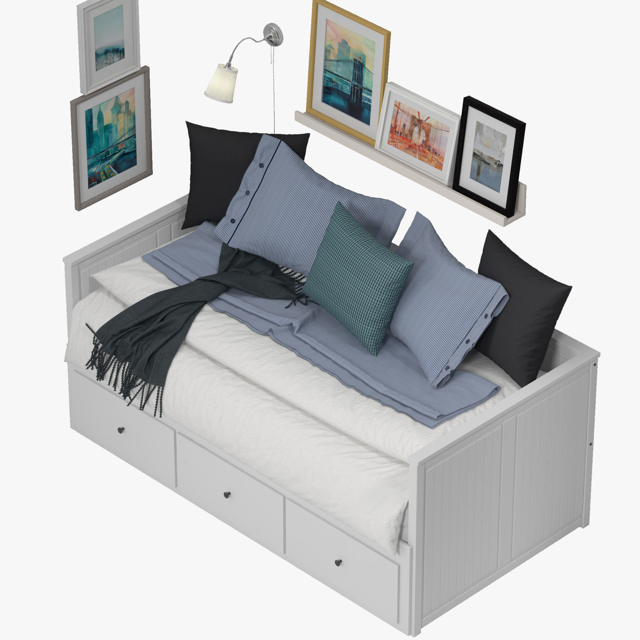 Hemnes Bed 3D model_10