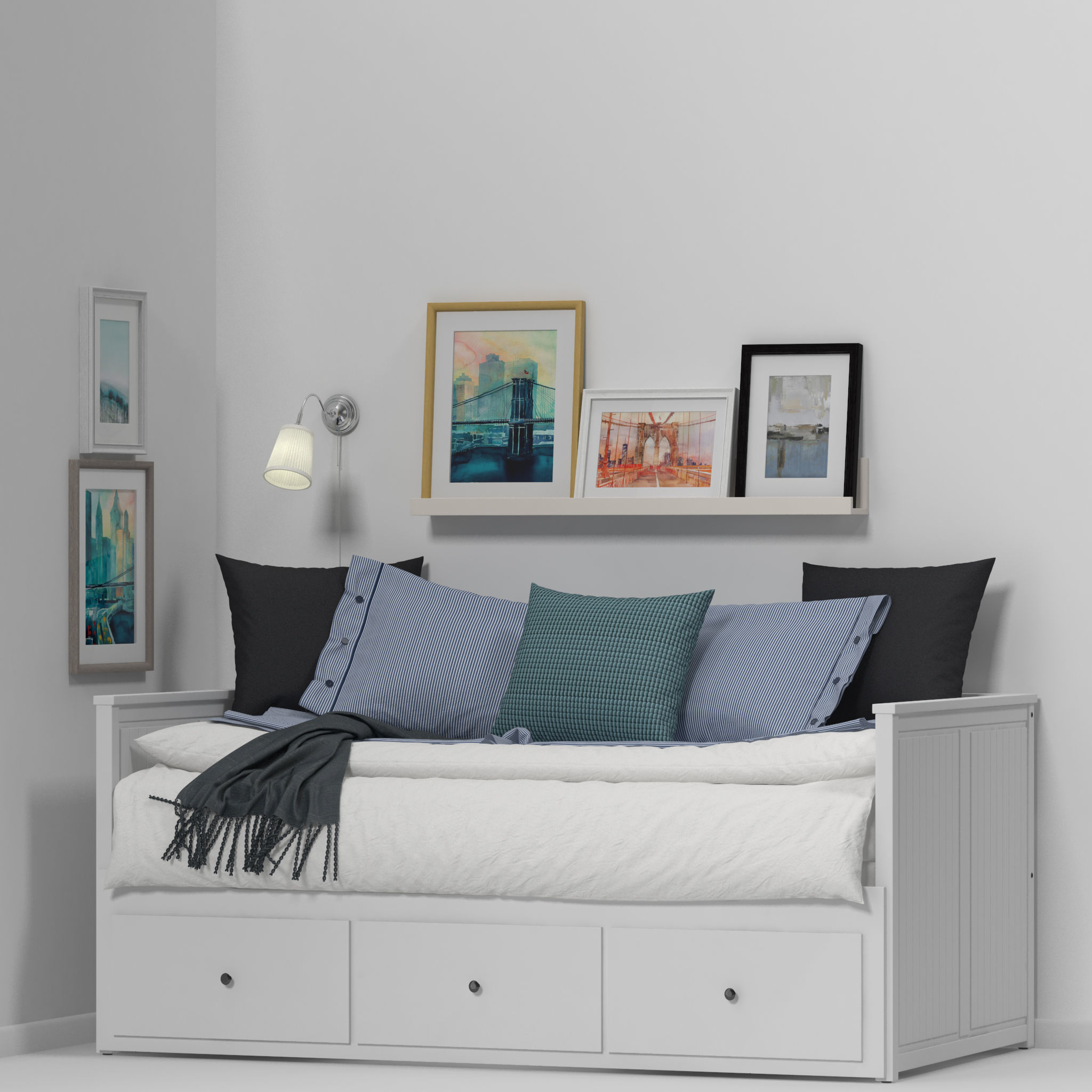 Hemnes Bed 3D model_1