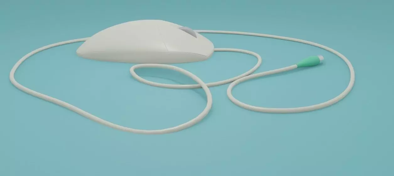 90s desktop mouse Low-poly 3D model