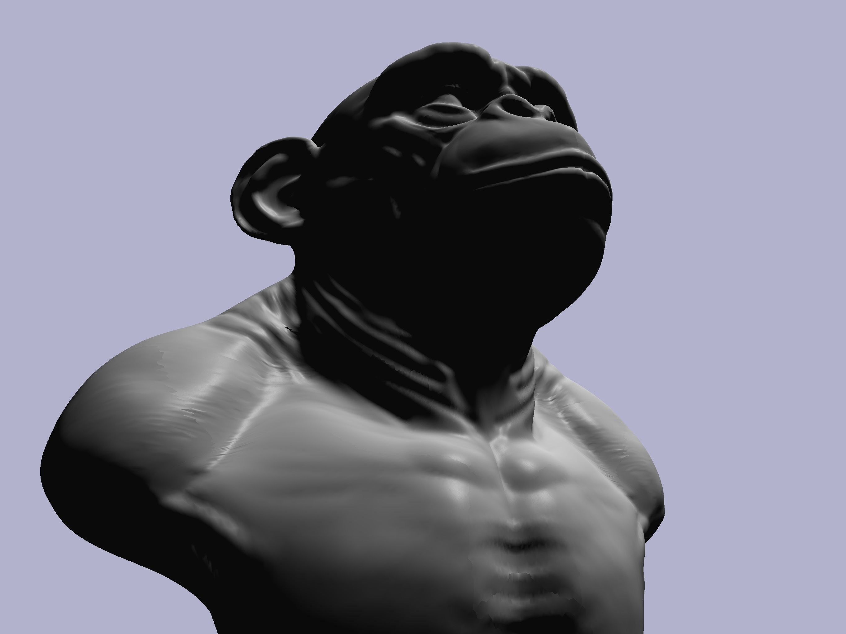 chimpanzee head and bust 3D model_1