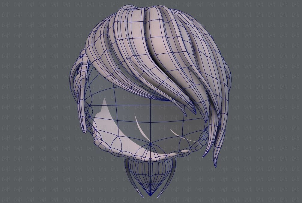 3D Hair style for girl V53 Low-poly 3D model_38