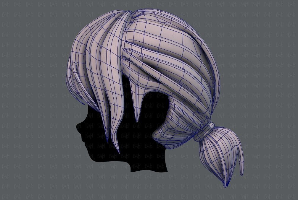 3D Hair style for girl V53 Low-poly 3D model_15
