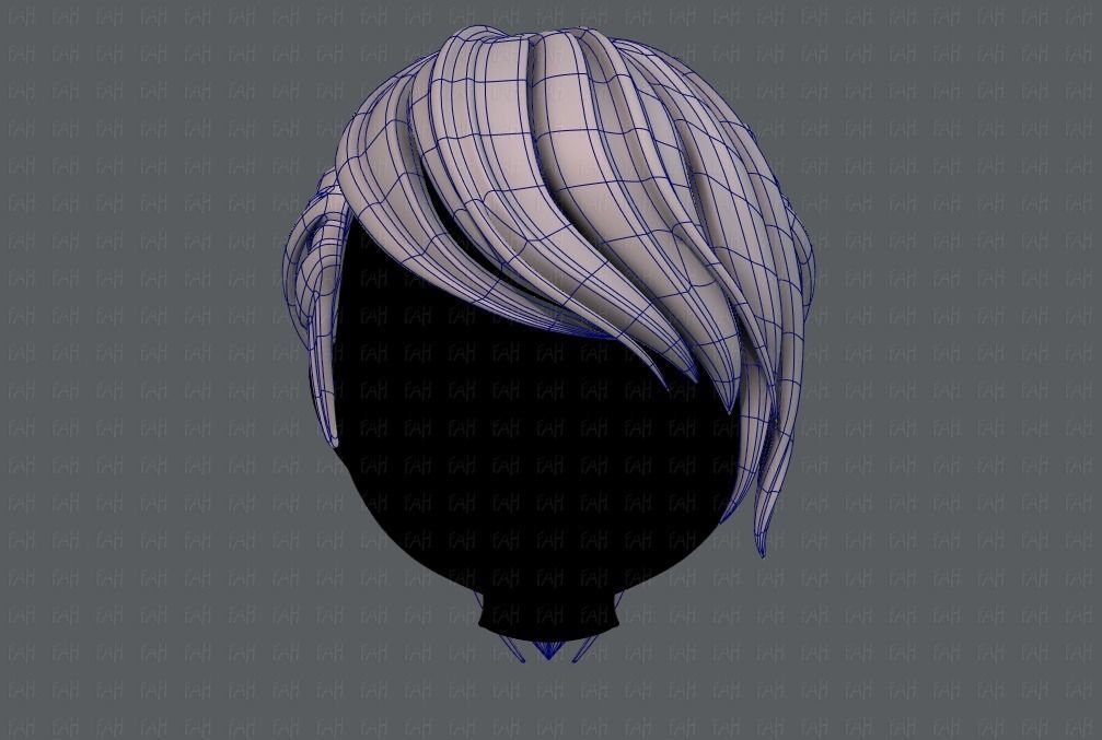 3D Hair style for girl V53 Low-poly 3D model_9