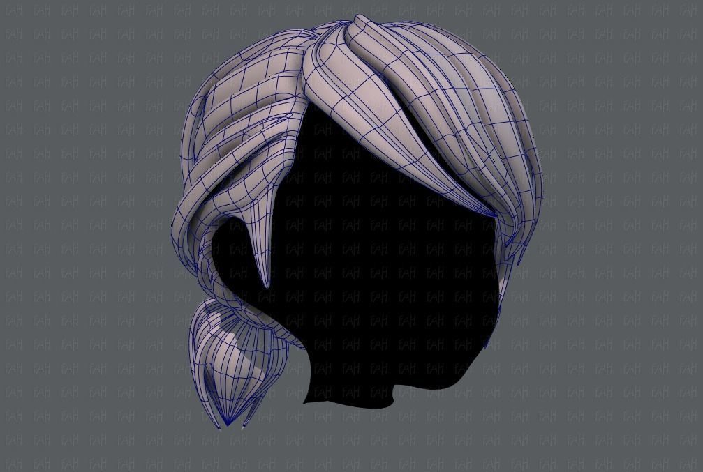 3D Hair style for girl V53 Low-poly 3D model_10