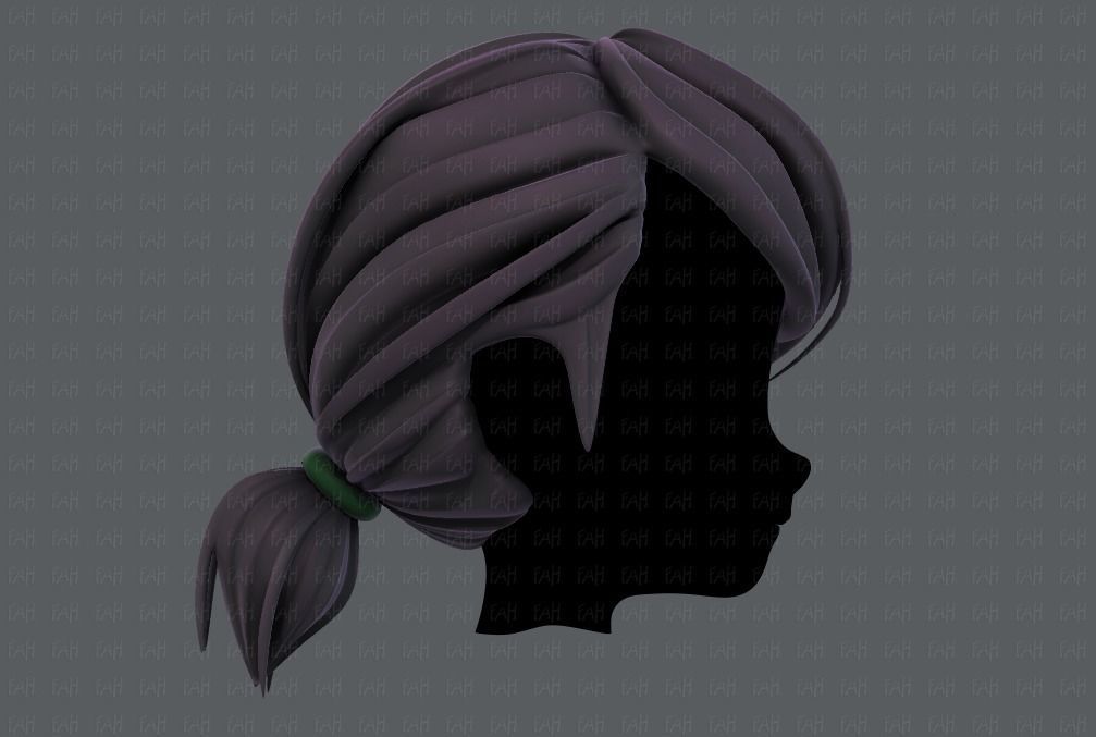 3D Hair style for girl V53 Low-poly 3D model_3