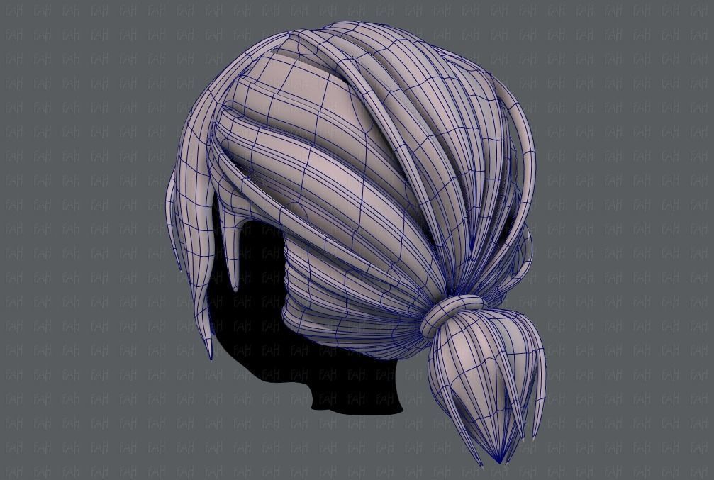3D Hair style for girl V53 Low-poly 3D model_14