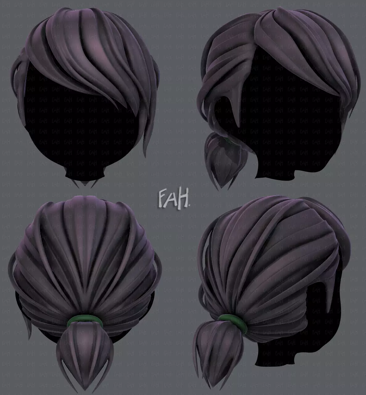 3D Hair style for girl V53 Low-poly 3D model_0