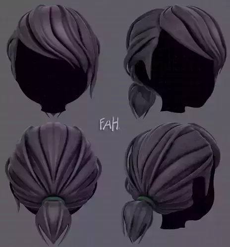 3D Hair style for girl V53 Low-poly 3D model