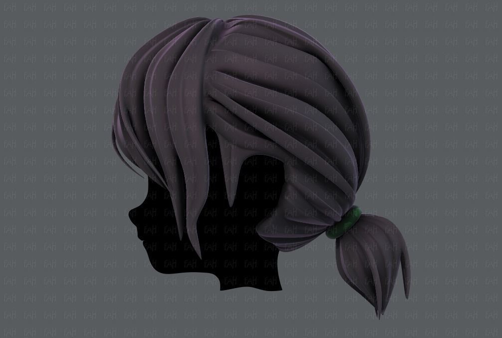 3D Hair style for girl V53 Low-poly 3D model_7