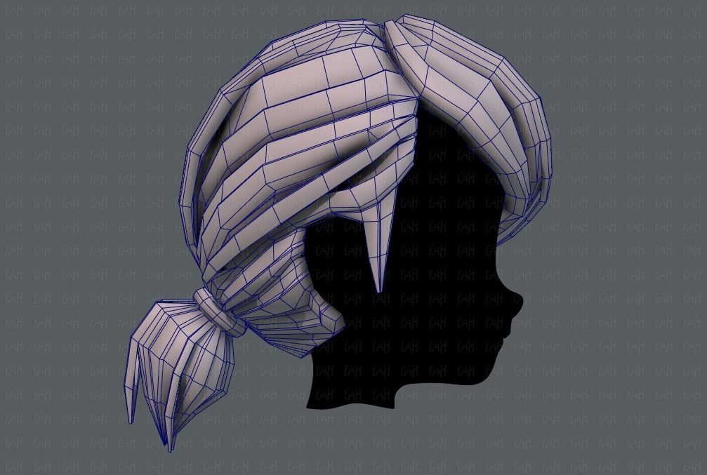 3D Hair style for girl V53 Low-poly 3D model_27