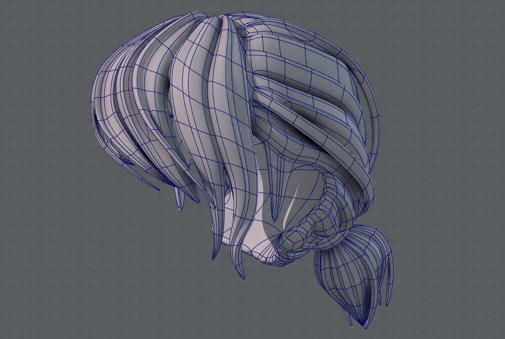 3D Hair style for girl V53 Low-poly 3D model_42