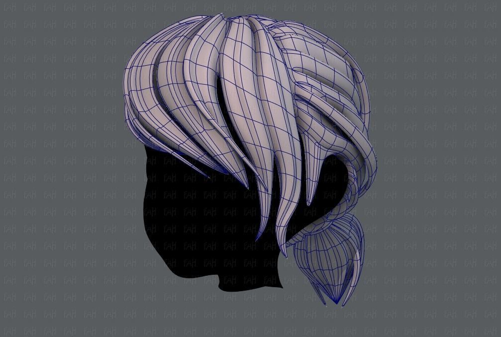 3D Hair style for girl V53 Low-poly 3D model_16