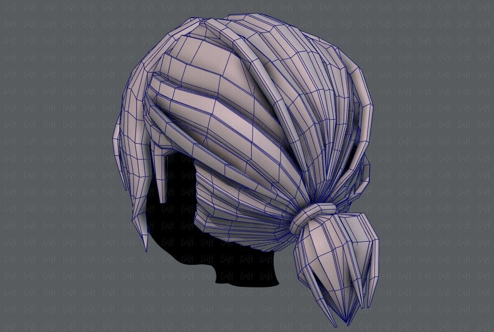 3D Hair style for girl V53 Low-poly 3D model_30