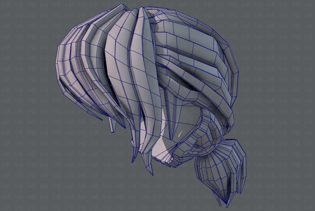 3D Hair style for girl V53 Low-poly 3D model_44