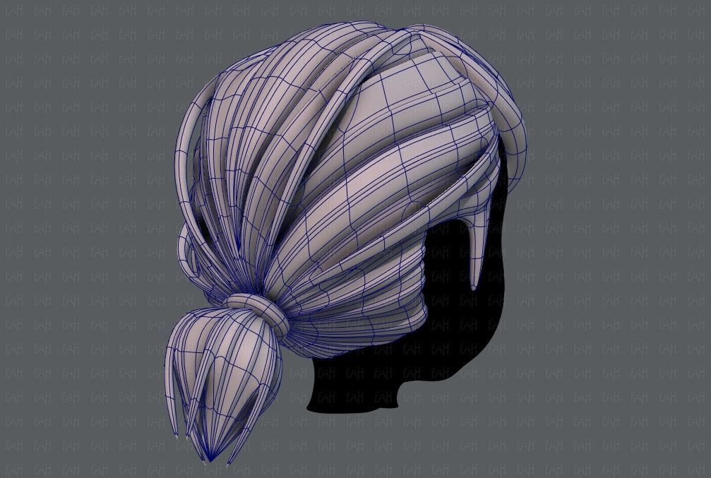 3D Hair style for girl V53 Low-poly 3D model_12