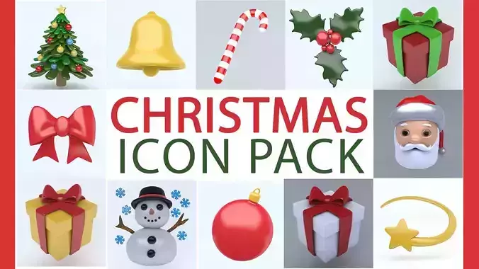 CHRISTMAS ICON PACK Low-poly 3D model