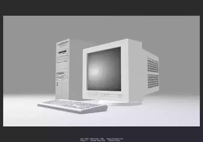 Computer 01 Low-poly 3D model