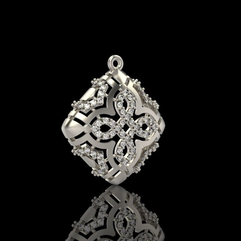 Women Pendant with diamond cross 3dm stl 3D print model 3D print model_4