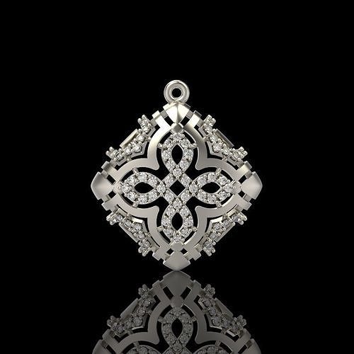 Women Pendant with diamond cross 3dm stl 3D print model 3D print model