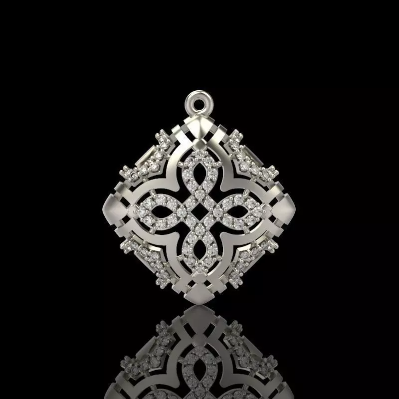 Women Pendant with diamond cross 3dm stl 3D print model 3D print model_0
