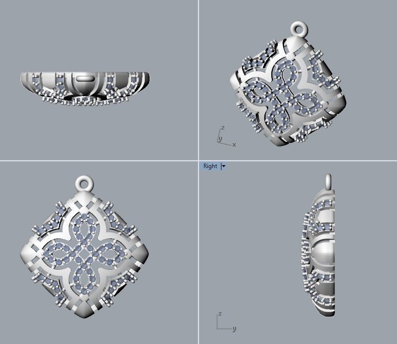 Women Pendant with diamond cross 3dm stl 3D print model 3D print model_15