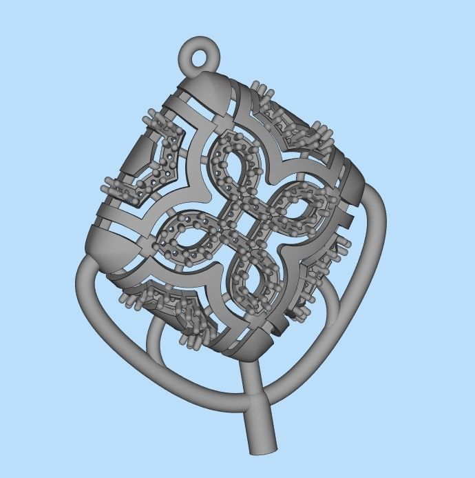 Women Pendant with diamond cross 3dm stl 3D print model 3D print model_12