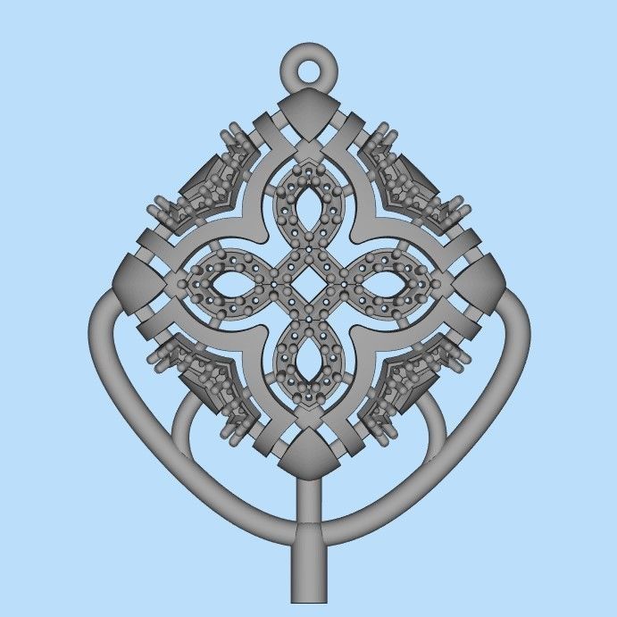 Women Pendant with diamond cross 3dm stl 3D print model 3D print model_10