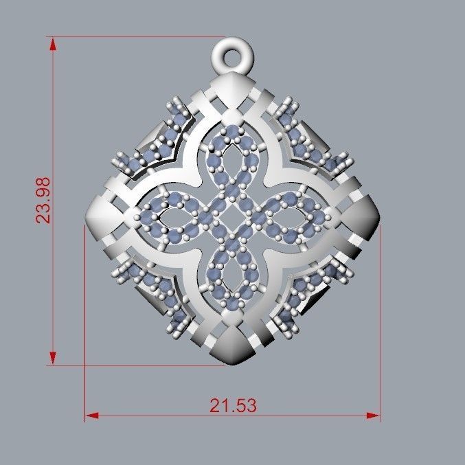 Women Pendant with diamond cross 3dm stl 3D print model 3D print model_16