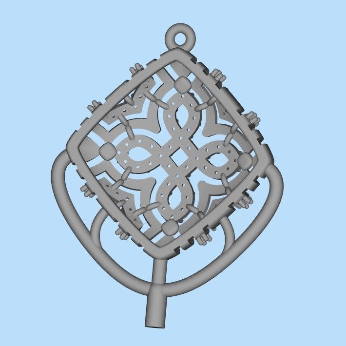 Women Pendant with diamond cross 3dm stl 3D print model 3D print model_14